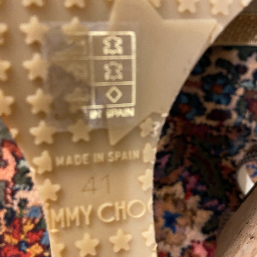 Jimmy Choo Pela Silver T-Strap Cork Platform Wedge Sandal Size 41 - Picture 11 of 16